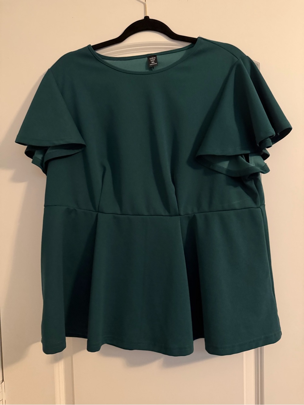 Women’s Teal Ruffle Sleeve Peplum Blouse-